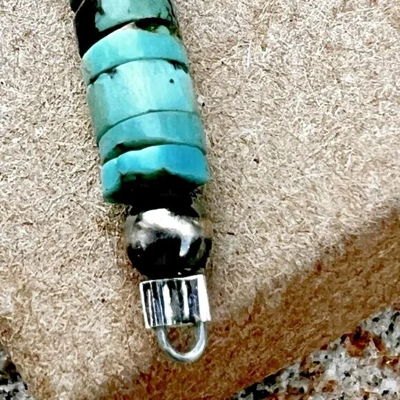 Sundance $148 NEW 4" Turquoise Heishi Sterling Silver Handmade Beaded Earrings - Picture 6 of 12